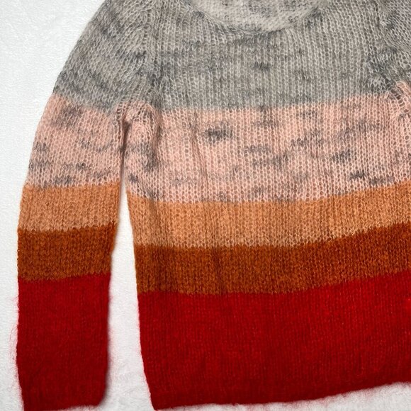 Ailanto Mohair Gray Red Pink Stripe Colorblock Lightweight Made in Spain Size M - Picture 4 of 10